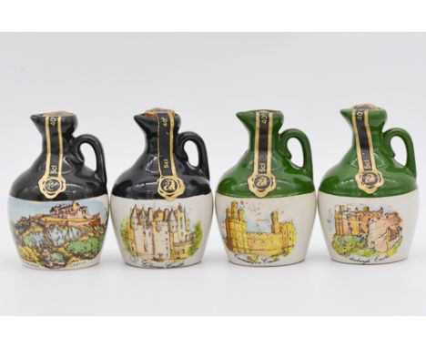 Sixteen assorted Rutherford's ceramic decanters, blended Scotch whisky, including Scottish castle series on stoneware decante