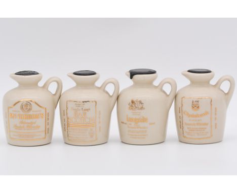 Twenty four assorted whisky miniatures in ceramic jug decanters, including ten decanters in off-white glaze, all 5cl, 43%, an