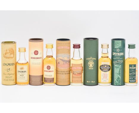Fourteen assorted single malt Scotch miniature whiskies, 1990s bottlings, including:Longmorn, 15 year old, 5cl, 43%, in tube;