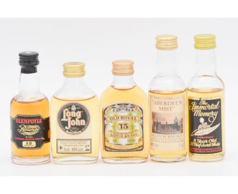 Collection of forty three assorted blended miniature Scotch whiskies including:Haig Gold Label, flat bottle, early 1980s, 2 f