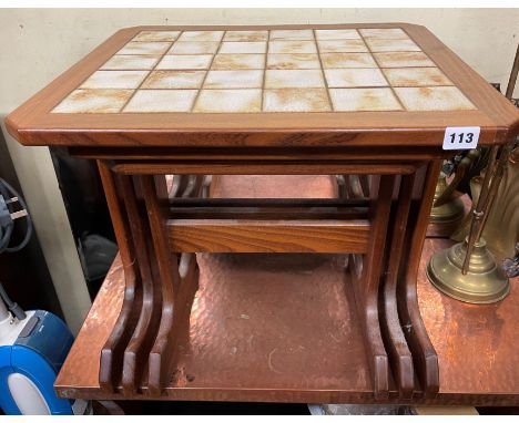 G PLAN ROSE WOOD TILE TOP NEST OF TABLES 