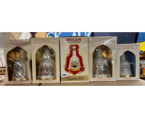 BELLS SCOTCH WHISKY - FIVE ROYAL FAMILY COMMEMORATIVE SCOTCH WHISKY BELLS