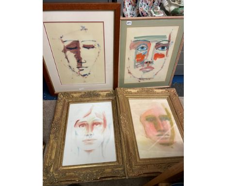 FOUR WATERCOLOURS PORTRAIT STUDIES F/G