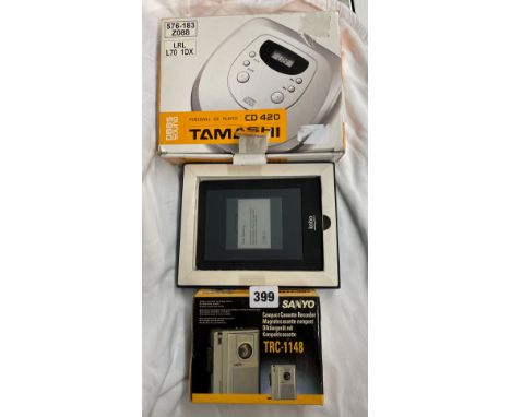 SANYO COMPACT CASSETTE RECORDER, KOBO READER AND A PERSONAL CD PLAYER
