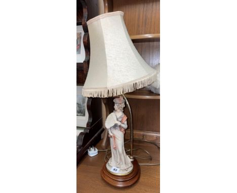 CAPO DI MONTE FEMALE FIGURAL TABLE LAMP AND SHADE 