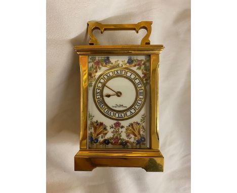 CHESTER CARRIAGE CLOCK COMPANY CLOCK WITH PORCELAIN PANELS 11CM H