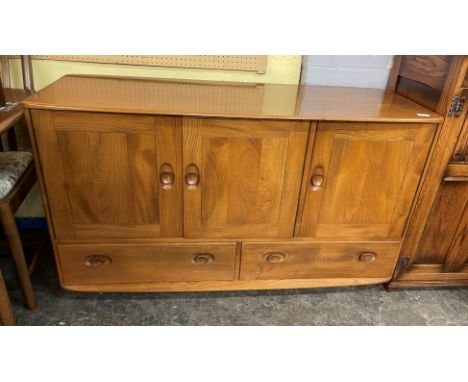 ERCOL ELM MORNING DEW SIDE CABINET ON CASTORS 