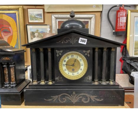 BELGIAN SLATE ARCHITECTURAL MANTEL CLOCK