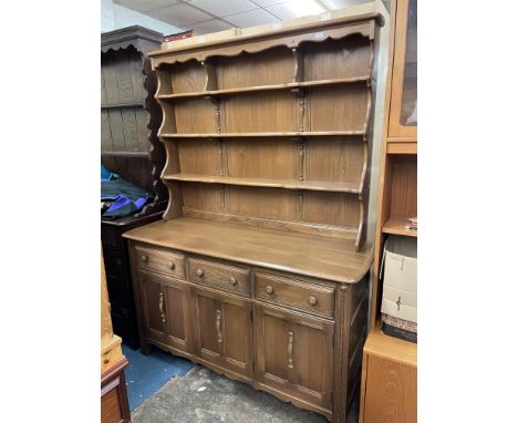 ERCOL LIGHT ELM DRESSER WITH PLATE RACK