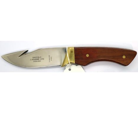 Hunting knife with rosewood handle by J Adams Ltd. P&amp;P Group 1 (£14+VAT for the first lot and £1+VAT for subsequent lots)
