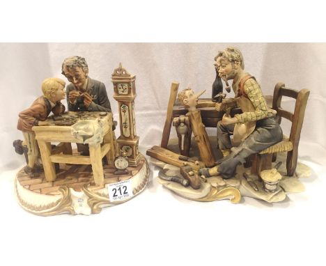 Two Capodimonte figurines to include Watch Maker and the Making Of Pinocchio, H: 21 cm. P&amp;P Group 3 (£25+VAT for the firs