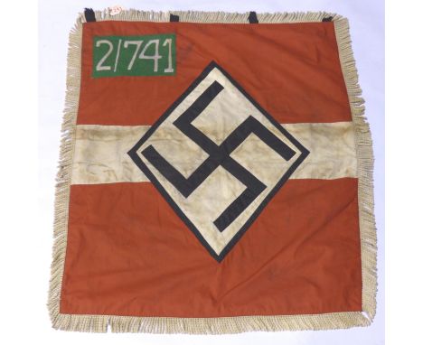 Hitler youth fringed banner division 2/741, 70 x 90 cm. P&amp;P Group 2 (£18+VAT for the first lot and £3+VAT for subsequent 