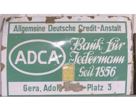 One of a kind WWII German Adolf Hitler Platz enamel sign from Gera, denazified at the end of the war. Complete with original 