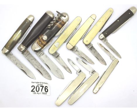 Ten multi blade folding knives. P&amp;P Group 1 (£14+VAT for the first lot and £1+VAT for subsequent lots) 