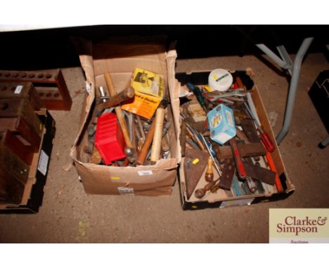 Two boxes of various hand tools