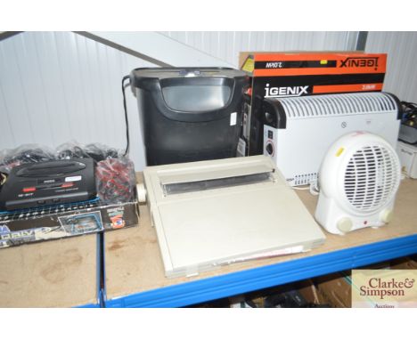 A Fellowes shredder; and a Brother typewriter 