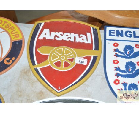 A cast metal Arsenal sign