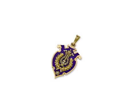 A jewelled gold and enamel locket pendant with musical symbolsFabergé, workmaster August Hollming, St. Petersburg, 1890scompr