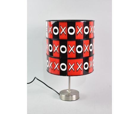 A Chrome Based Table Lamp with Bar-X Slot Game Machine Shade 38cm high