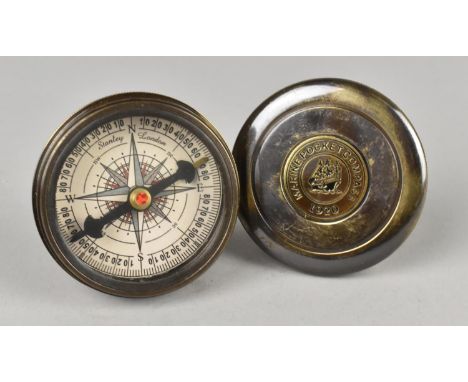 A Reproduction Circular Brass Cased Pocket Compass with Screw Off Lid Inscribed "Marine Pocket Compass 1920"