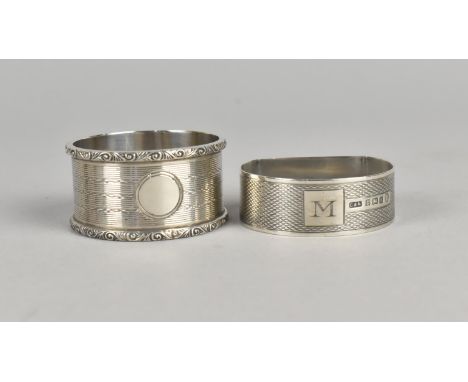 Two Silver Napkin Rings, Both with Engine Turned Decoration, 42g