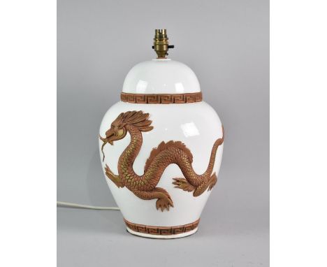 A Large Modern Chinese Table Lamp base Decorated with Dragon, 43cms High