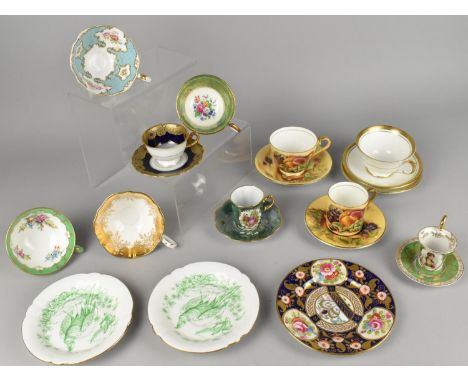 A Collection of Various Cabinet Cups and Saucers to Comprise Aynsley Orchard Gold Tea Cup and Saucer and a Coffee Can and Sau