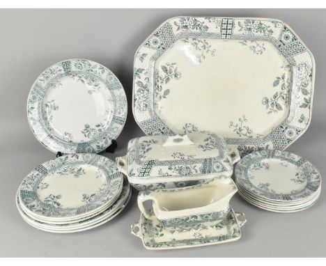 A Late 19th Century Aesthetic Transfer Printed Dinner Service to Comprise Platter, Lidded Tureen and a Platter