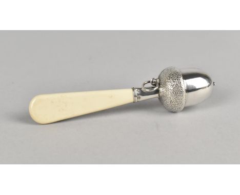 A Vintage Silver and Bakelite Handled Teether Rattle, 9.5cms Long