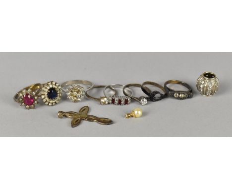 A Collection of Silver Jewellery to Comprise Multiple Silver Jewelled Rings including Example with Central Oval Cut Ruby, Con