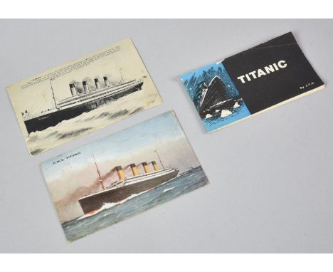 Two RMS Titanic Postcards to Comprise French Post Disaster Unused Postcard and Post Disaster Salmon Postcard, Postally Used a