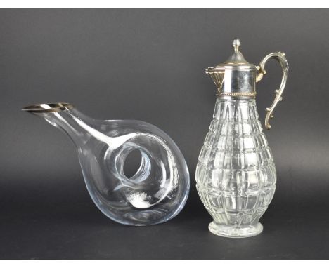 A Late 20th Century Silver Plate Topped Claret Jug and a Glass Carafe (Polish)