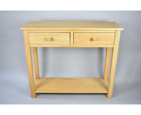 A Modern Side Table with two Drawers and Stretcher Shelf, 100cms Wide