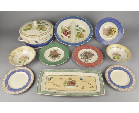 Ten Pieces of Wedgwood Sarah's Garden to Comprise Lidded Tureen, Dish Side Plates and Bowls