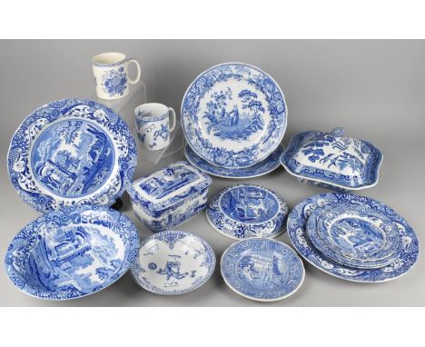 A Collection of Various Spode Blue and White to Comprise Italian Pattern Bowl, Plates, The Blue Room Plates, Willow Pattern T