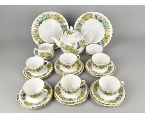 A Royal Worcester Vine Harvest Tea Set for Six to Comprise Cups, Saucers, Side Plates, Teapot, Milk Jug and Sugar Bowl