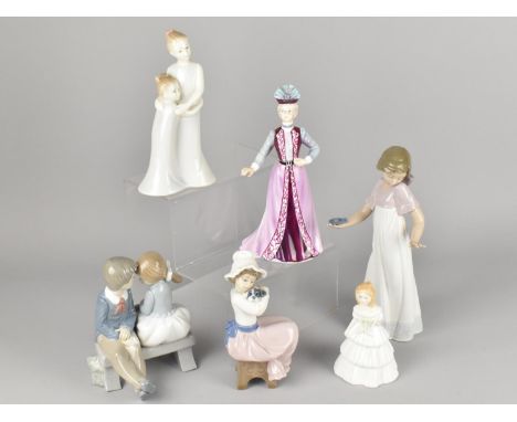 A Collection of Various Ceramic Figures to Comprise Three Nao, Royal Doulton Julie, Royal Worcester Moments Sisterly Love and