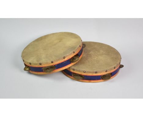 A Pair of Vintage Tambourines, 25cms Diameter