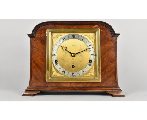 A Mid 20th Century Elliott Westminster Chime Mantel Clock with Gilt Dial and Slivered Chapter Ring, 28cms Wide with Key