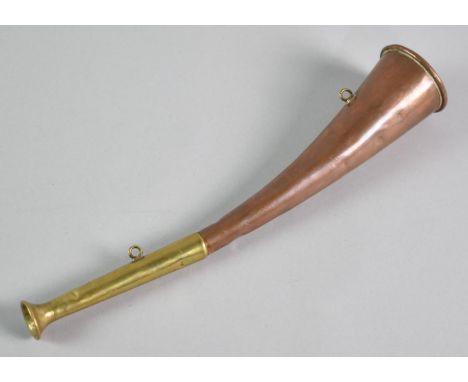 A Vintage Copper and Brass Hunting Horn, 25cms High
