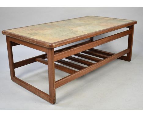 A 1970s Tile Top Coffee Table, 102x55cms