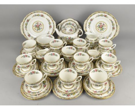 A Coalport Ming Rose Tea Set to Comprise Twelve Cups, Eleven Saucers, Thirteen Side Plates, Teapot, Two Sugar Bowls, Two Jugs