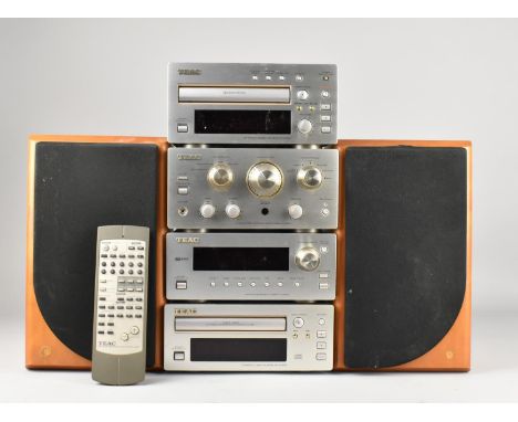 A TEAC Music System Comprising Stereo Cassette Deck R-H300, Integrated Stereo Amplifier A-H300, AM/FM Stereo Tuner T-H300 and