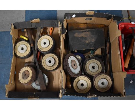 Two Boxes of Various Tools to Include Polishing Wheels etc