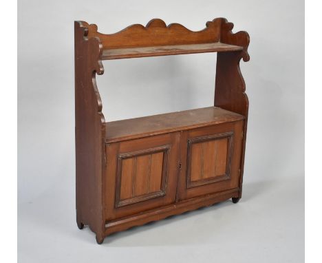 A 20th Century Wall Cabinet with Open Back to Top Galleried Shelf Surmounting Two Panelled Door Cupboard Base, 53cm wide