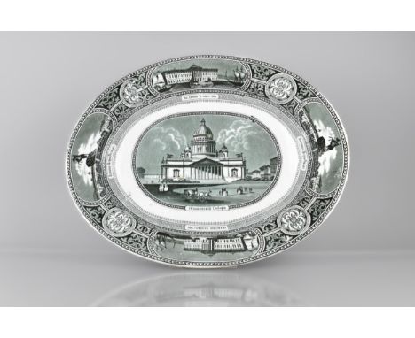 A 19th Century Ashworths Black and White Transfer Printed Meat Platter for Russian Export Market, Decorated with Central St. 