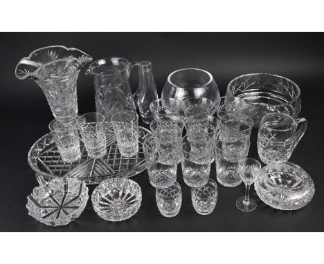 A Collection of Various Cut Glass to Comprise Jug, Vases, Tumblers etc