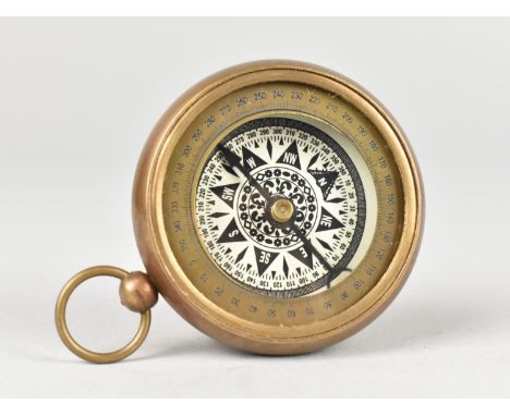 A Reproduction Circular Brass Cased Pocket Compass, "A Journey of 1000 Miles Begins with a Single Step"