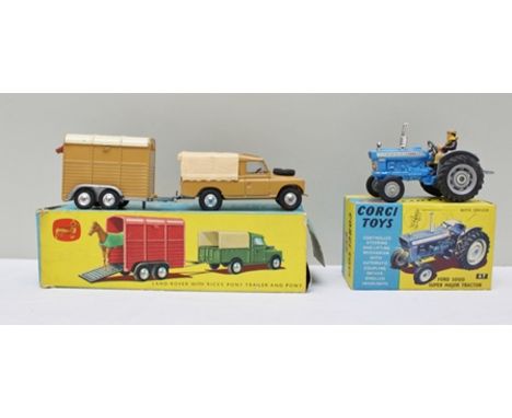 CORGI TOYS DIE-CAST VEHICLES including Land Rover with Rice's Pony Trailer and pony gift set No.2 with remains of OVB togethe