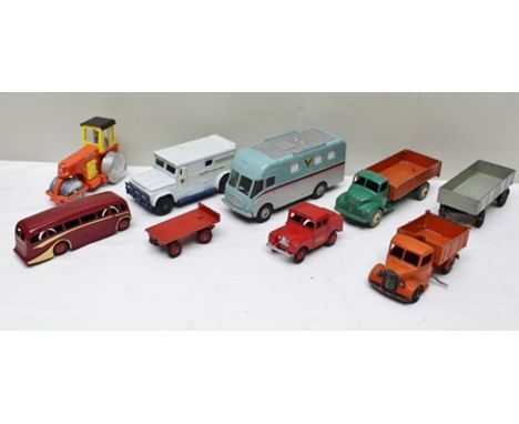 DINKY SUPERTOYS TV MOBILE CONTROL ROOM Leyland Comet truck, Bedford tipper, two trailers, Land Rover Emergency vehicle, Brink